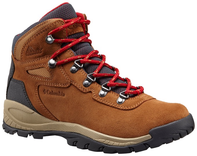 tan hiking boots red laces